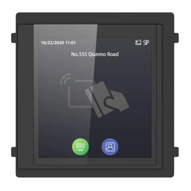 Hikvision DS-KD-TDM – modul z zaslonom na dotik in bralnikom M1 kartic, 4", IP65/IK08