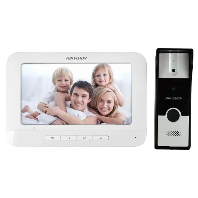 Hikvision DS-KIS204 – 4-žilni analogni video-domofon komplet, 7" TFT, 720×576